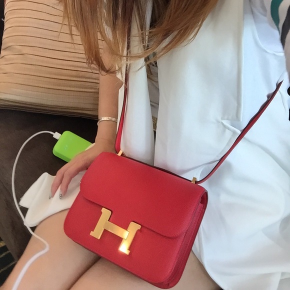 Replica Hermes Constance Long Wallet In Red Epsom Leather